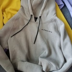 Khaki cropped hoodie tan